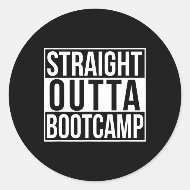 Pegatina Redonda Straight Outta Bootcamp (Anverso)