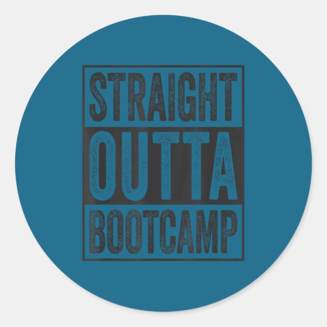 Pegatina Redonda Straight outta bootcamp soldier basic training (Anverso)
