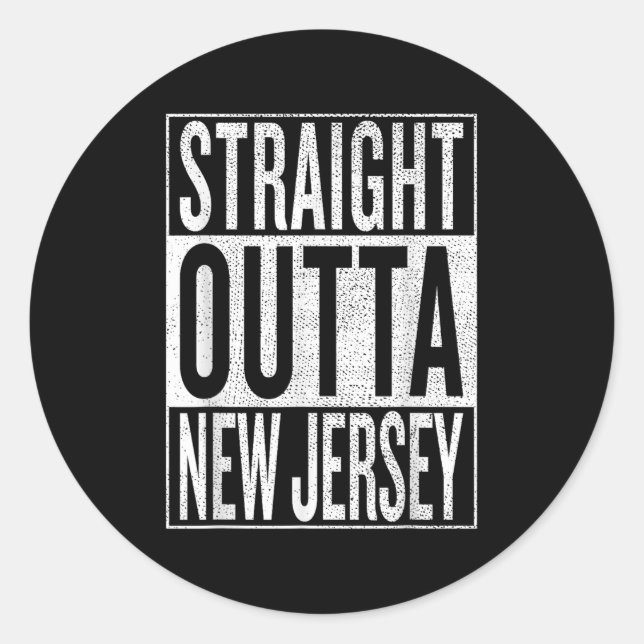Pegatina Redonda Straight Outta New Jersey Great Travel &amp;  (Anverso)