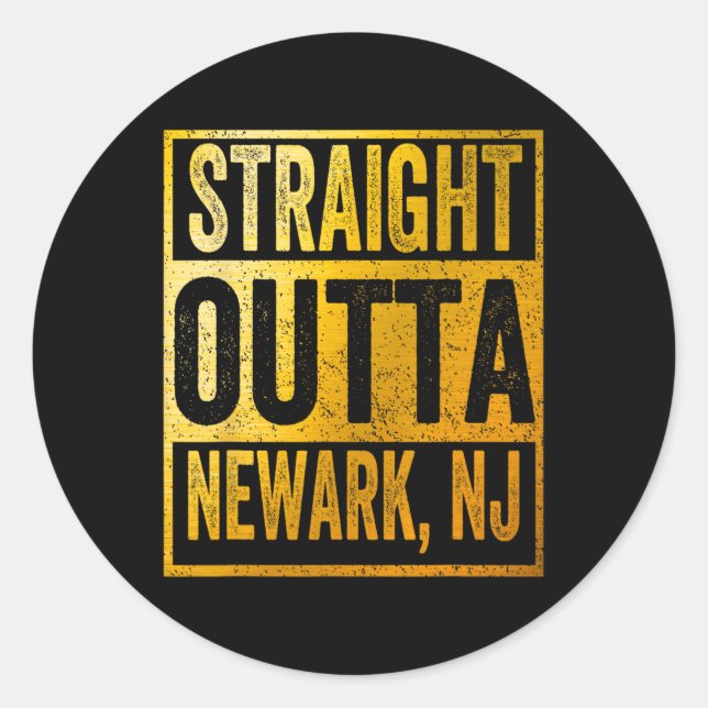 Pegatina Redonda Straight Outta Newark New Jersey  (Anverso)