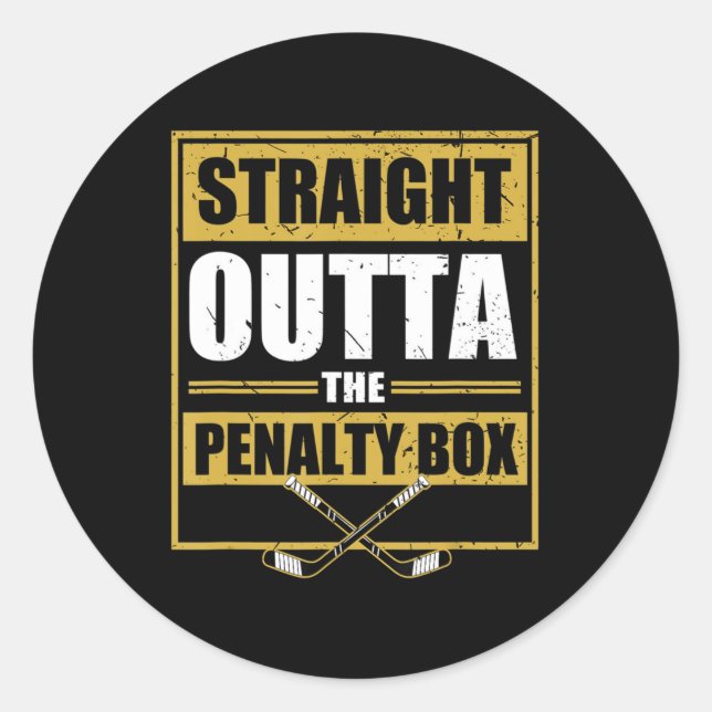 Pegatina Redonda Straight Outta The Penalty Box Ice Hockey  (Anverso)