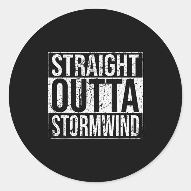 Pegatina Redonda Straight Outta Wind Funny Wow Alliance Gamer Vinta (Anverso)