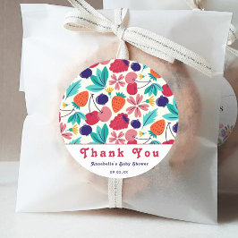 Pegatina Redonda Strawberries Blueberries Baby Shower Tropical