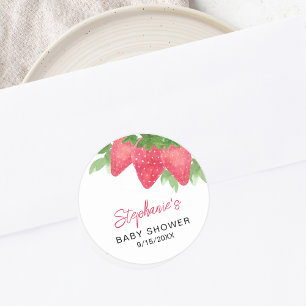 Pegatina Redonda Strawberry Baby Shower