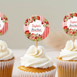 Pegatina Redonda Strawberry Baby Shower