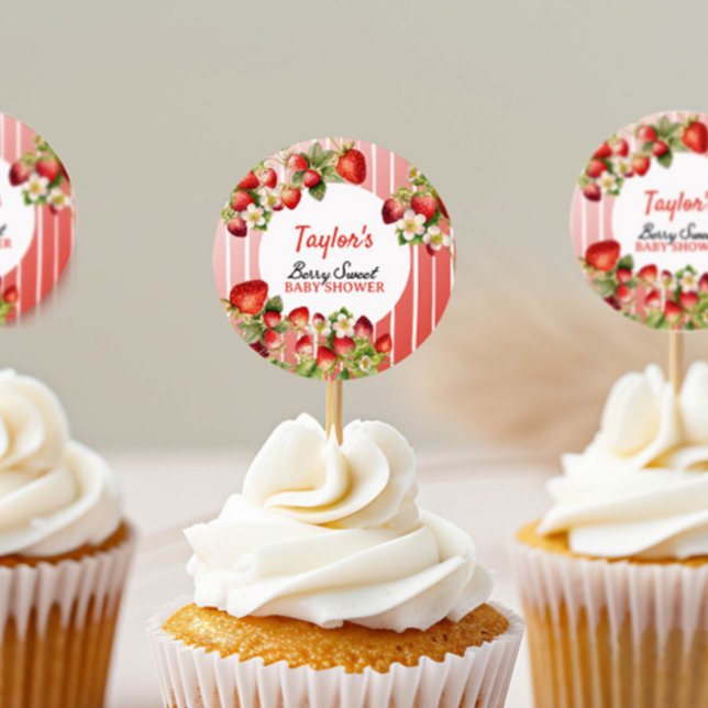 Pegatina Redonda Strawberry Baby Shower (Subido por el creador)