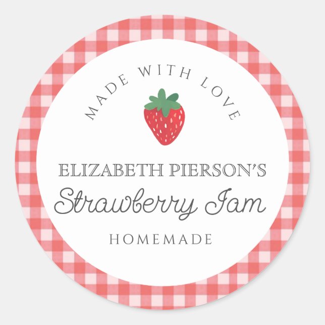 Pegatina Redonda Strawberry Berry Jam Home Personalizado (Anverso)
