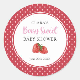 Pegatina Redonda Strawberry Berry Sweet Baby Shower Classic Round S