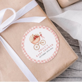 Pegatina Redonda Strawberry Berry Sweet Baby Shower Favor