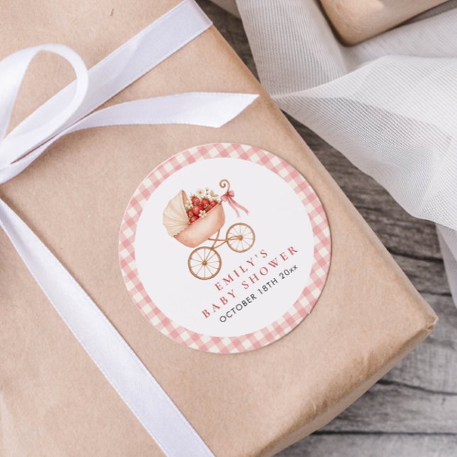 Pegatina Redonda Strawberry Berry Sweet Baby Shower Favor (Subido por el creador)