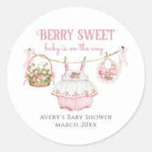 Strawberry Berry Sweet Modern Baby Girl Shower