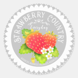 Pegatina Redonda Strawberry Doilies Gray