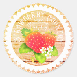 Pegatina Redonda Strawberry Doilies Pine