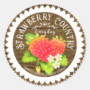 Pegatina Redonda Strawberry Doilies Pine