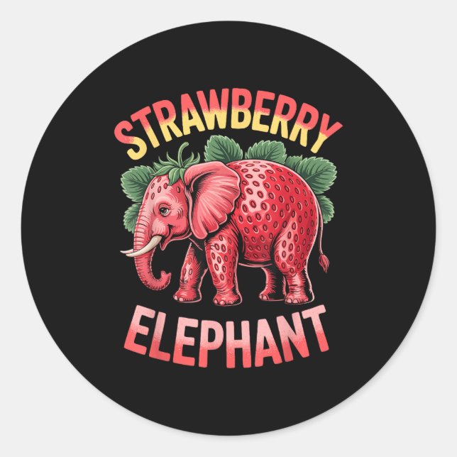 Pegatina Redonda Strawberry Elephant Cute Meme Kids Italian Brainro (Anverso)
