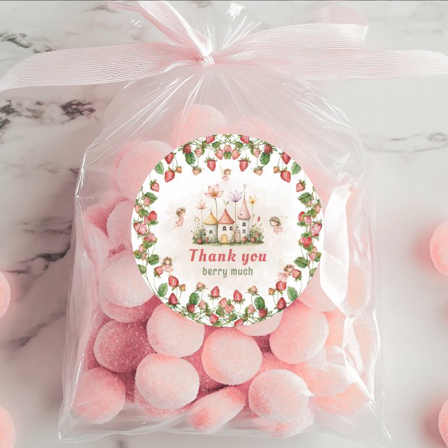 Pegatina Redonda Strawberry enchanted fairy garden Thank you (Subido por el creador)