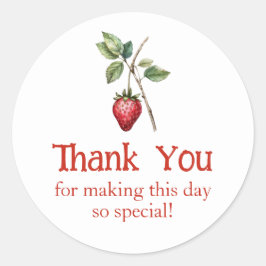 Pegatina Redonda Strawberry Favor Gracias