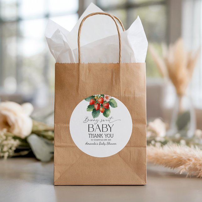 Pegatina Redonda Strawberry Fresh Market Berry Sweet Baby Shower (Subido por el creador)