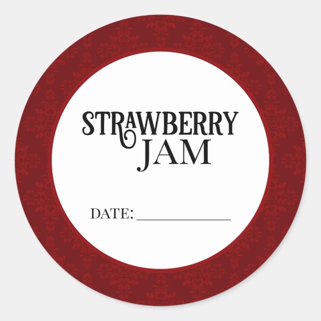 Pegatina Redonda Strawberry Jam Canning Lid Labels (Anverso)