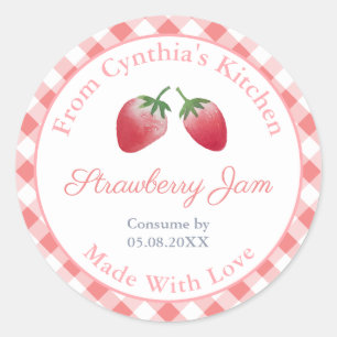 Pegatina Redonda Strawberry Jam Hostess Regalo Pantry Labs