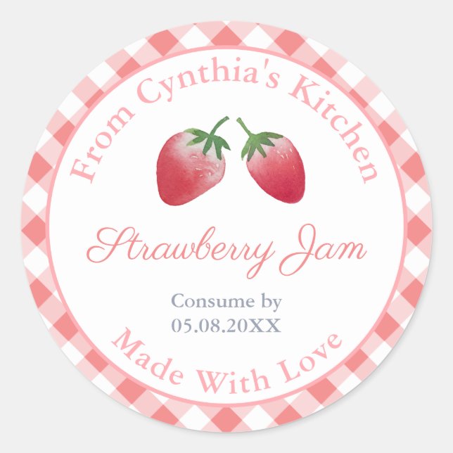 Pegatina Redonda Strawberry Jam Hostess Regalo Pantry Labs (Anverso)