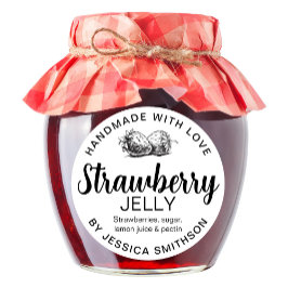 Pegatina Redonda Strawberry Jelly Jam Homemade label STRAW01rd