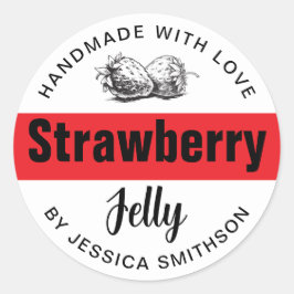 Pegatina Redonda Strawberry Jelly Jam Homemade label STRAW03rd