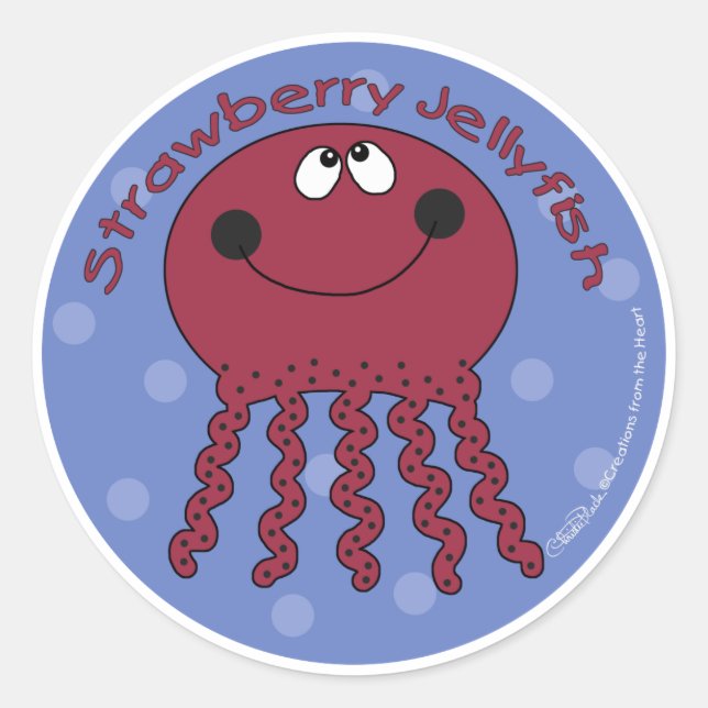 Pegatina Redonda Strawberry Jellyfish (Anverso)