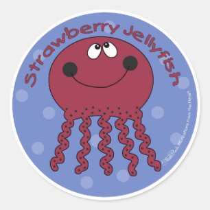 Pegatina Redonda Strawberry Jellyfish