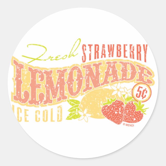 Pegatina Redonda Strawberry Lemonade (Anverso)