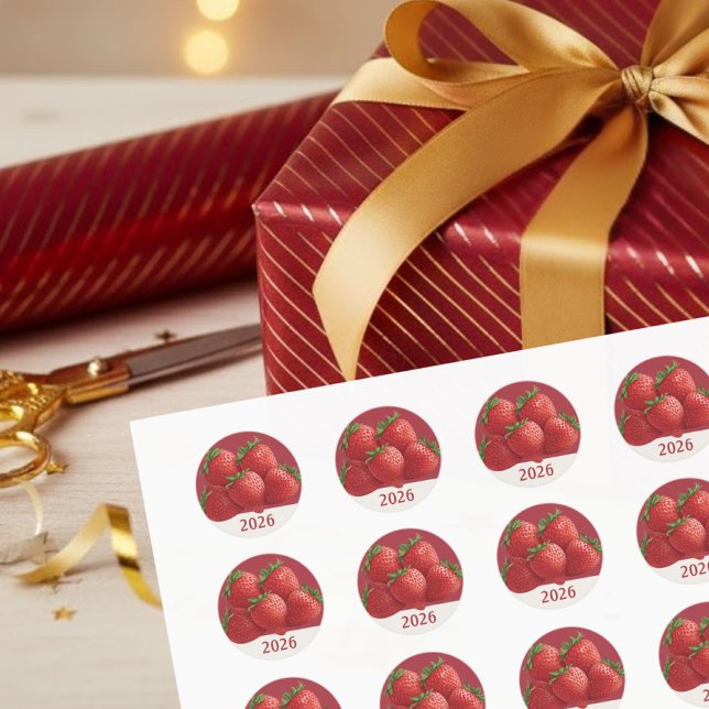 Pegatina Redonda Strawberry New Year's Eve Party (Subido por el creador)