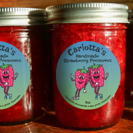 Pegatina Redonda Strawberry Pals Funny Personalizado Jam Pie y más