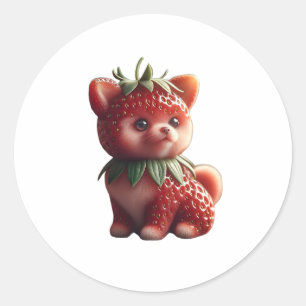 Pegatina Redonda Strawberry Pomeranian