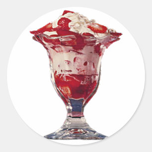 Pegatina Redonda Strawberry Sundae