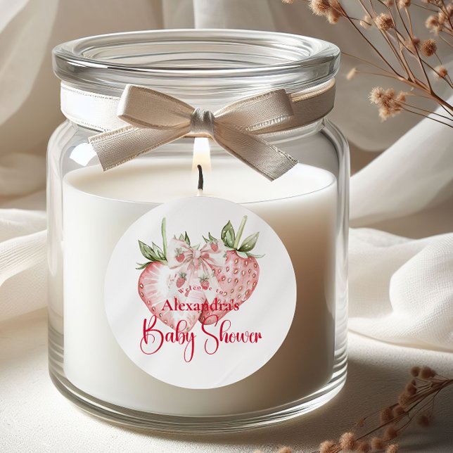 Pegatina Redonda Strawberry Woodland Baby Shower (Subido por el creador)