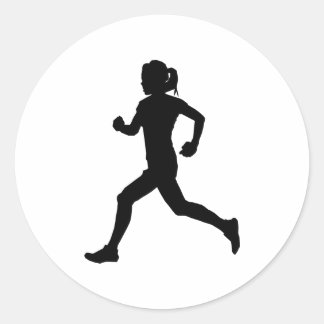 Pegatina Redonda Stride in Grace: Silhouette de una maratonista