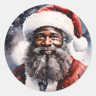 Pegatina Redonda Strong Black Santa Melanin Chrismas Claus Men
