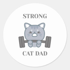 Pegatina Redonda Strong Cat Dad