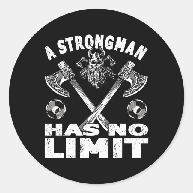 Pegatina Redonda Strongman No Tiene Poder Límite De Entrenamiento D (Anverso)