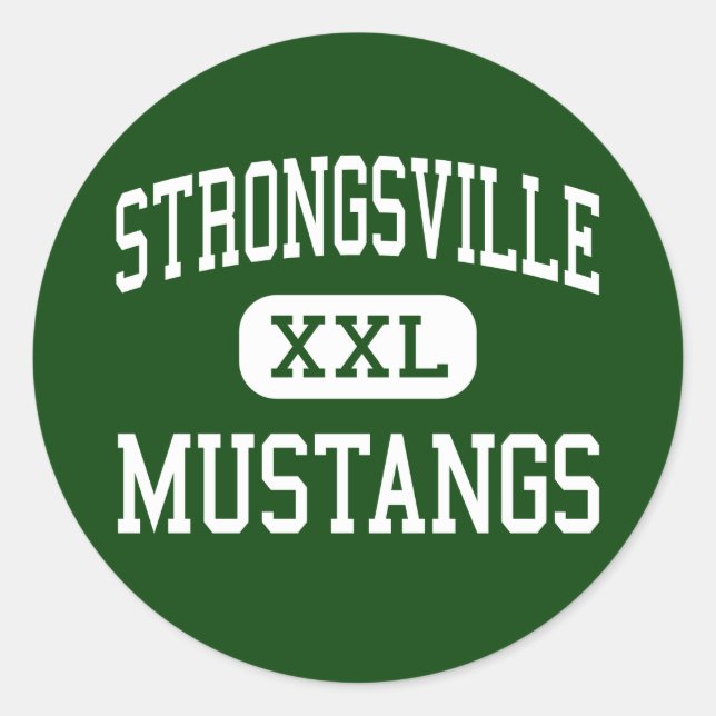 Pegatina Redonda Strongsville - Mustangs - High - Strongsville Ohio (Anverso)
