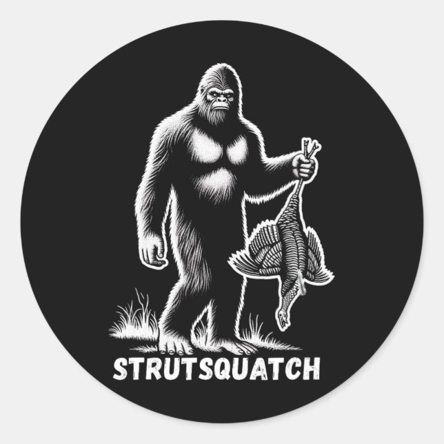 Pegatina Redonda Strutsquatch Bigfoot Sasquatch Juventud divertida  (Anverso)
