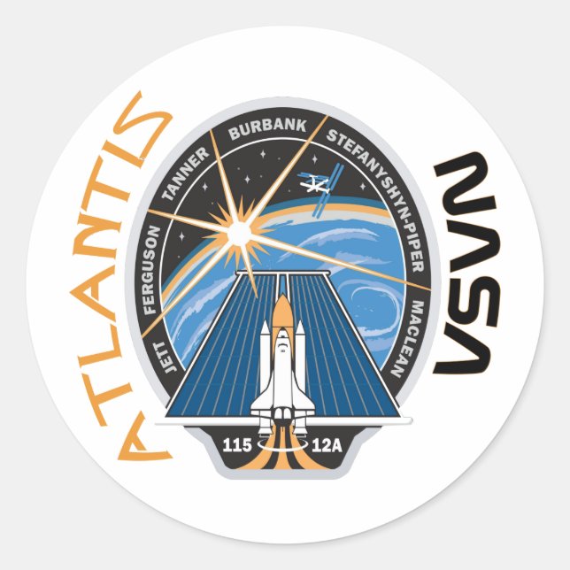 Pegatina Redonda STS 115 Atlantis (Anverso)