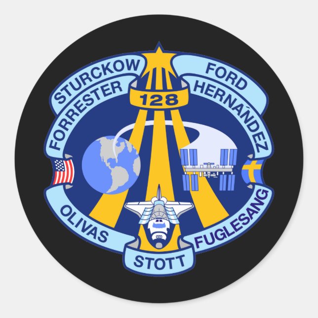 PEGATINA REDONDA STS-128 (Anverso)