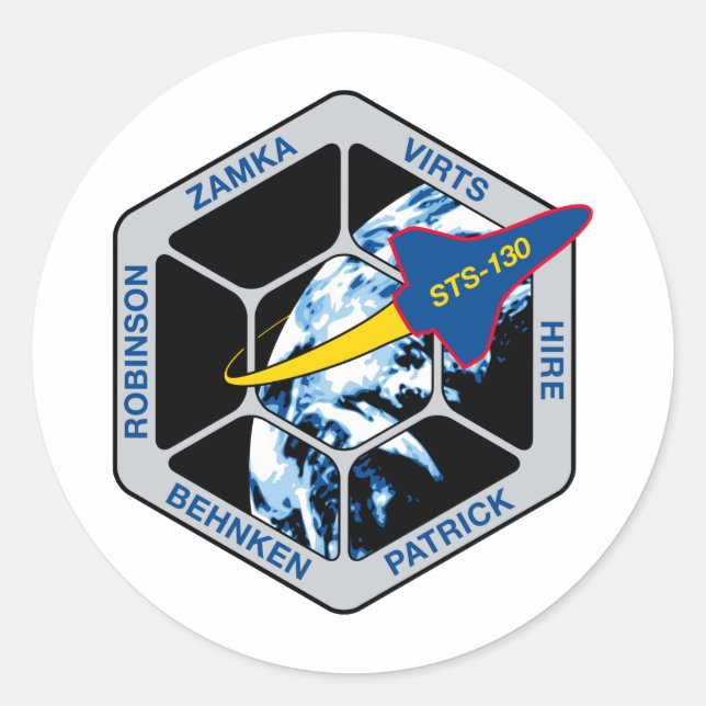 Pegatina Redonda STS 130 Endeavor (Anverso)