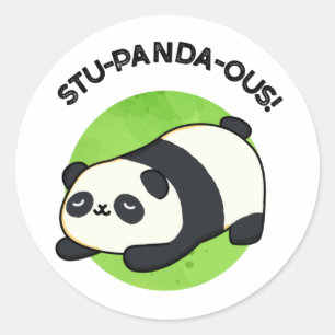 Pegatina Redonda Stu-panda-ous Funny Panda Pun