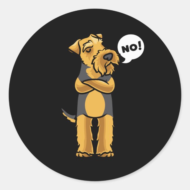Pegatina Redonda Stubborn Welsh Terrier Dog (Anverso)