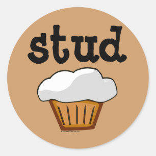 Pegatina Redonda Stud Muffin, Cute Funny Baked Good