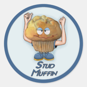 Pegatina Redonda Stud Muffin Humor