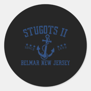 Pegatina Redonda Stugots Belmar Nj Cuerda Retro Sarcástico Divertid