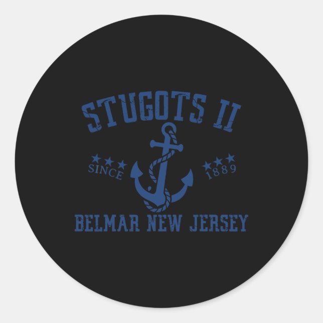 Pegatina Redonda Stugots Belmar Nj Rope Retro Sarcastic Funny Boati (Anverso)
